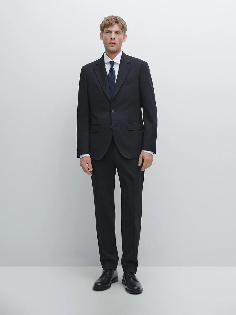 Wool blend suit trousers