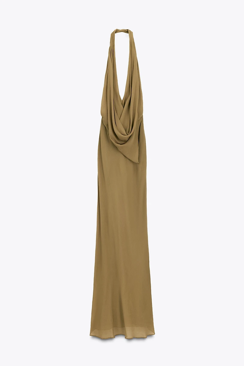LIMITED EDITION DRAPED HALTER LONG DRESS