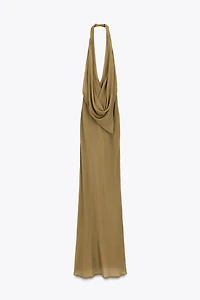 LIMITED EDITION DRAPED HALTER LONG DRESS