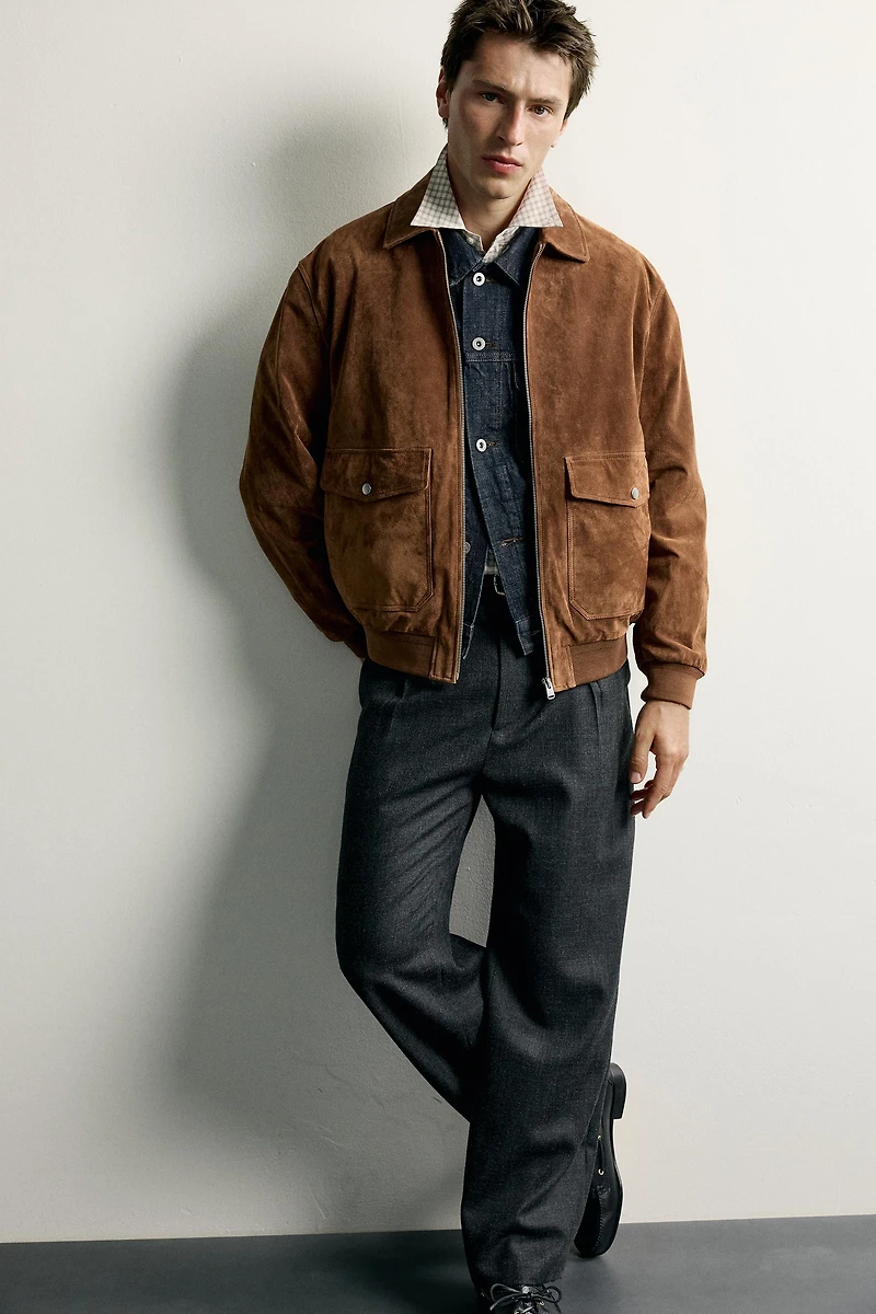 SUEDE LEATHER JACKET WITH POCKETS
