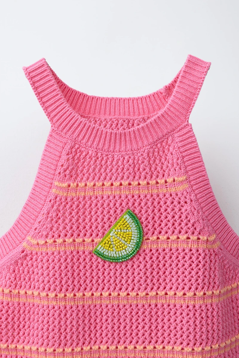 LEMON CROCHET KNIT TOP