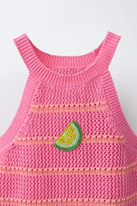 LEMON CROCHET KNIT TOP