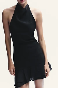 ROBE COURTE ASYMÉTRIQUE HALTER
