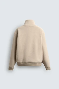 COMBINATION FAUX SHEARLING SWEATSHIRT