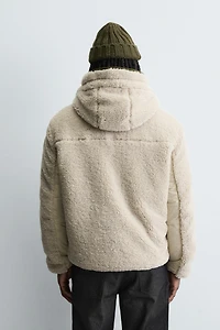 COMBINATION FAUX SHEARLING JACKET