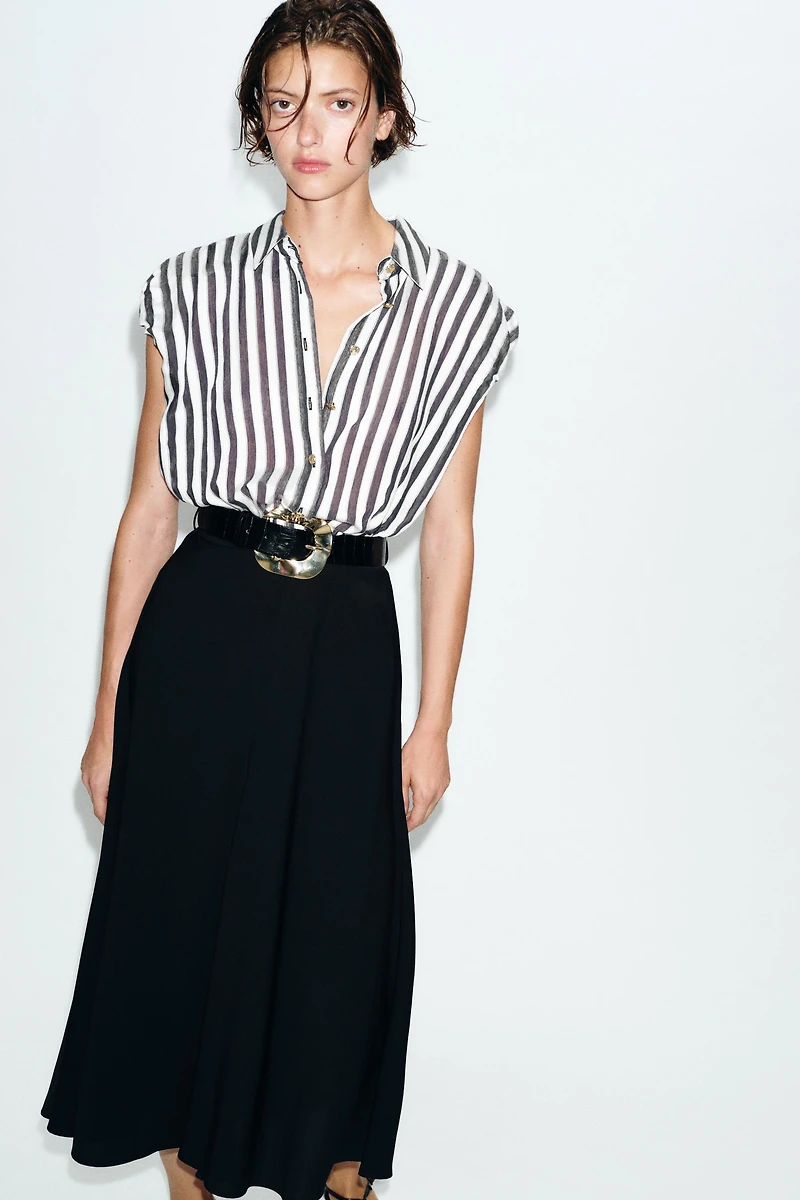 ROBE MI-LONGUE BIMATIÈRE RAYURES CEINTURE