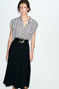 ROBE MI-LONGUE BIMATIÈRE RAYURES CEINTURE