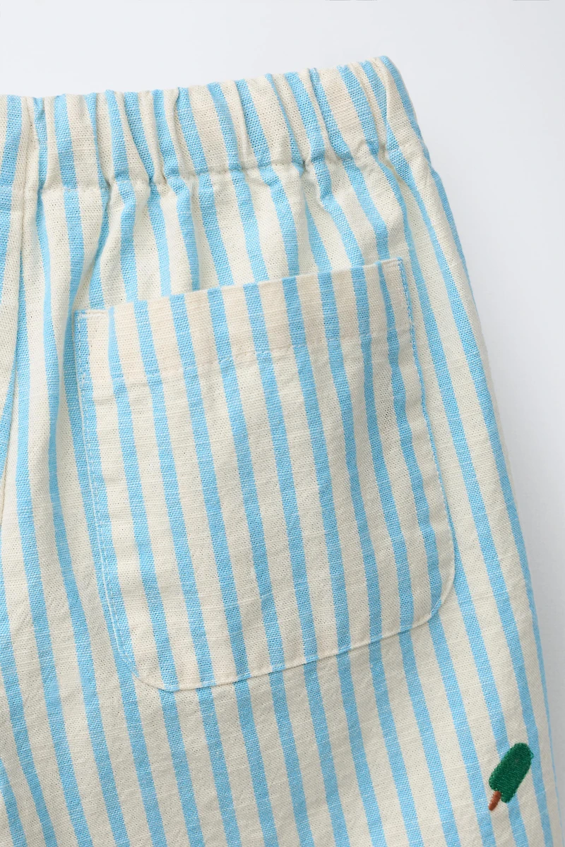 EMBROIDERED STRIPED SHORTS