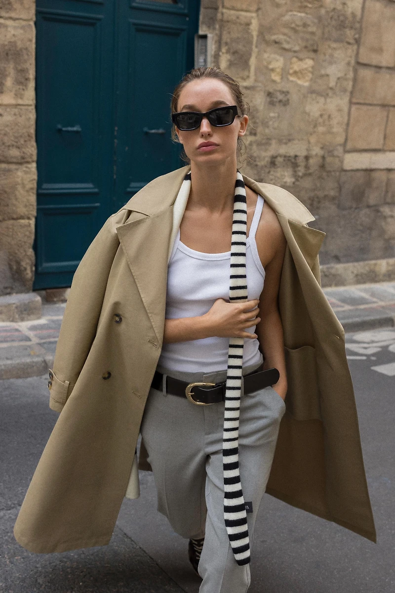 SLIM PANTS WITH WIDE BELT