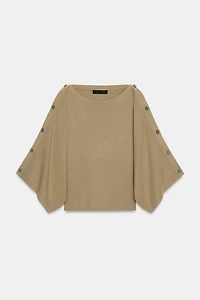 BUTTONED CAPE SLEEVE KNIT JUMPER
