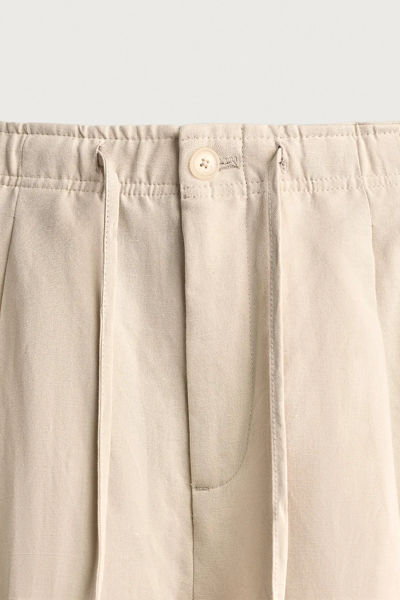 VISCOSE LINEN BLEND RELAXED FIT PANTS