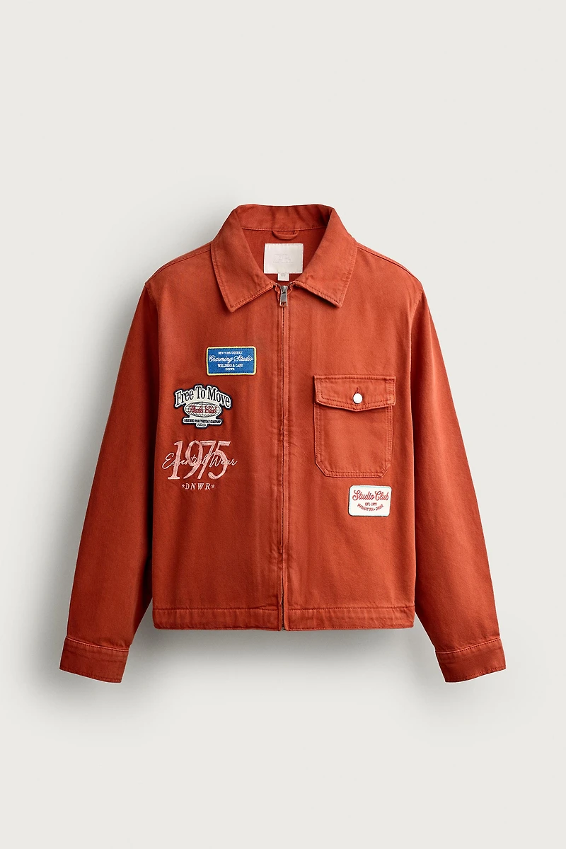 BLOUSON CROPPED À BRODERIES ET PIÈCES