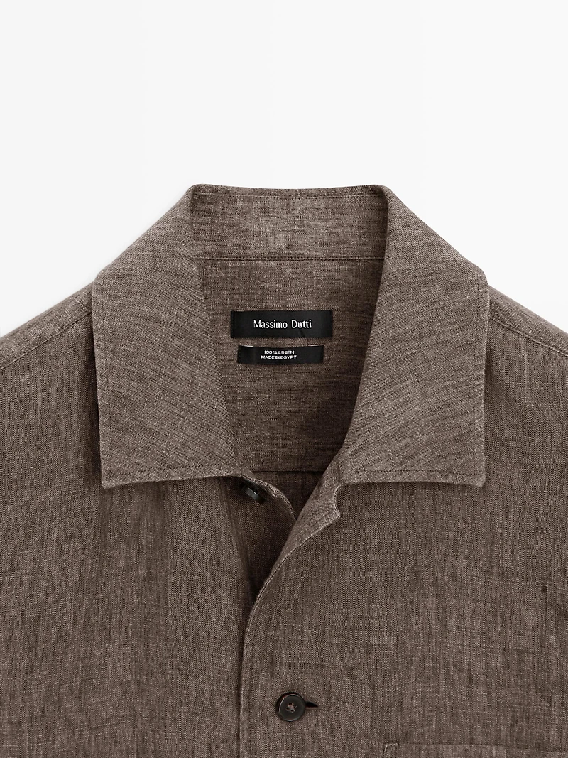 Faded linen overshirt with pocket details