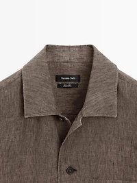 Faded linen overshirt with pocket details