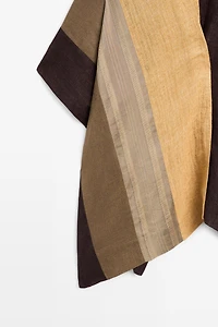 Flowing striped linen blend cape