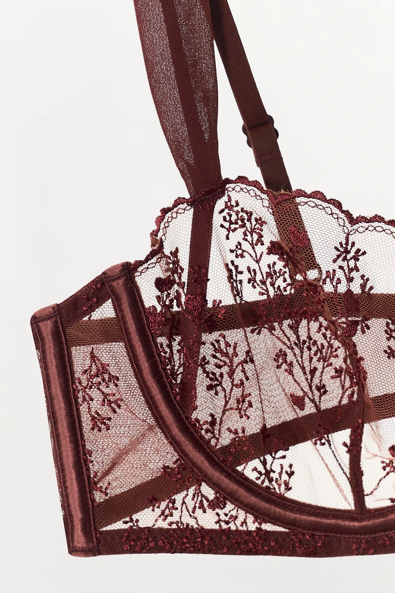 FLORAL EMBROIDERED BRA