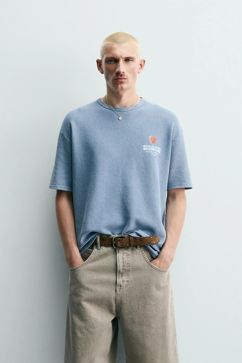WASHED KNIT GUMMY PRINT T-SHIRT