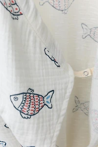 FISH PRINT WRAP ROMPER