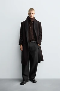 WOOL BLEND COAT WITH CONTRAST LAPEL