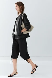 Veste courte en cuir nappa