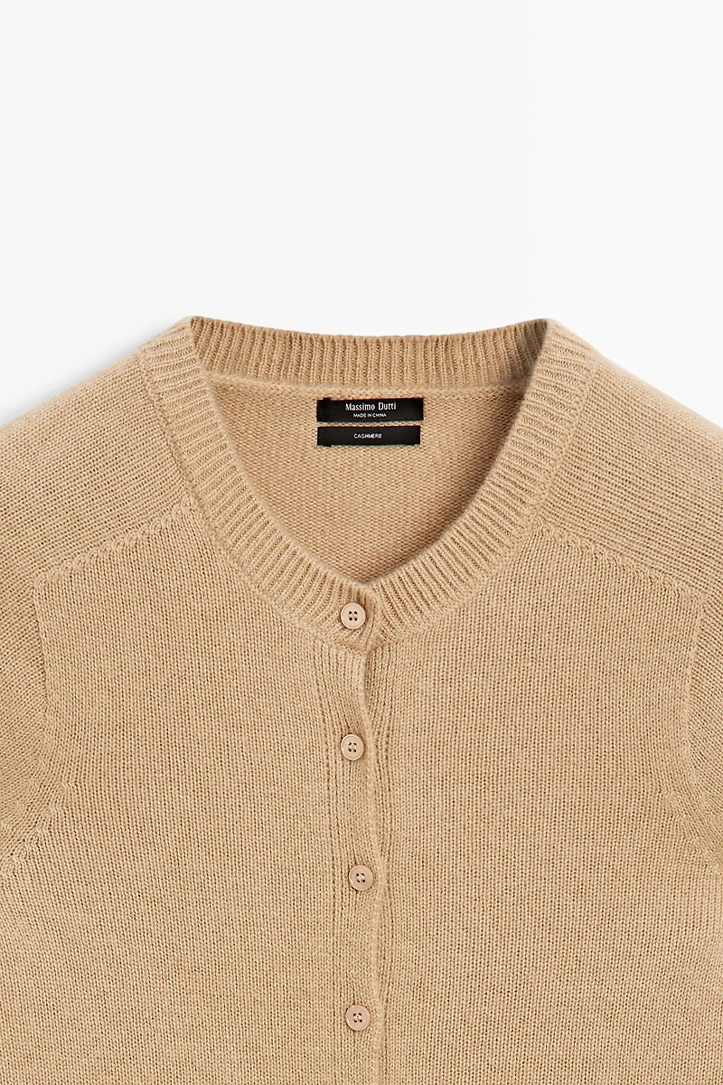 100% cashmere cropped knit cardigan