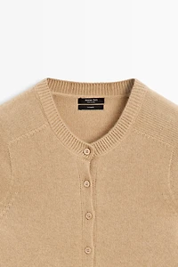 100% cashmere cropped knit cardigan
