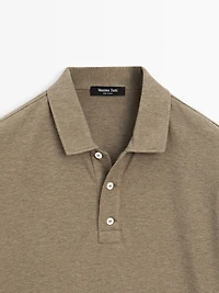 100% cotton melange short sleeve polo shirt