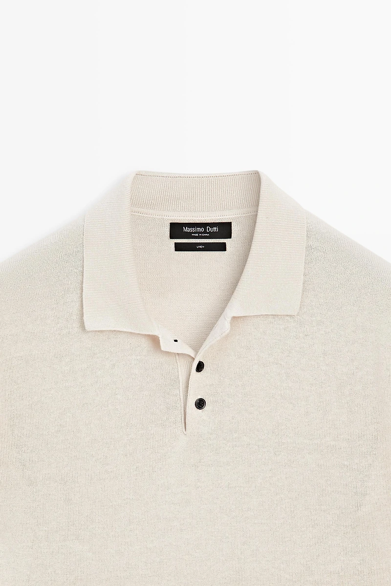 Pull en maille 100 % lin à manches courtes