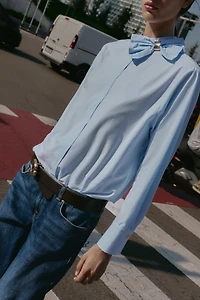 POPLIN BLOUSE WITH BOW