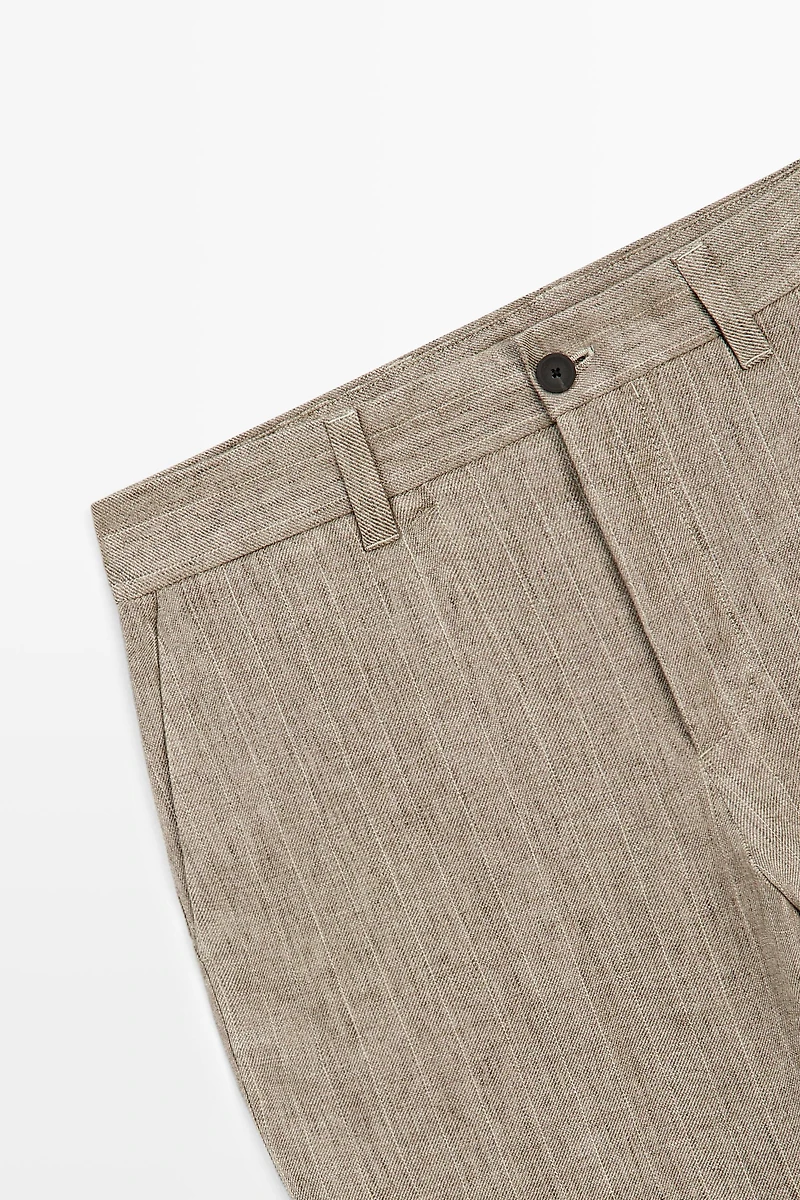 100% linen striped trousers