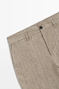 100% linen striped trousers
