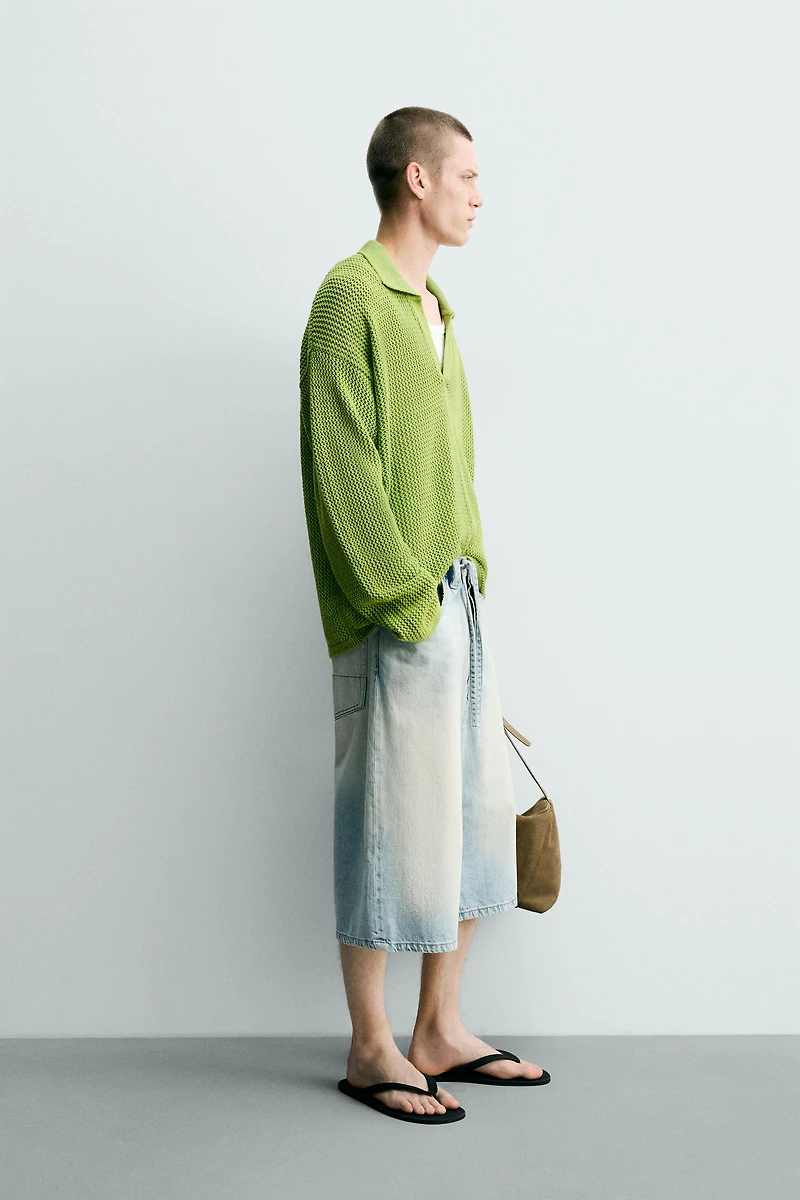 WASHED TEXTURED KNIT POLO