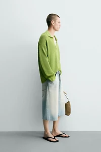 WASHED TEXTURED KNIT POLO