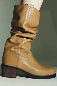 LEATHER TOPSTITCHED BOOTS
