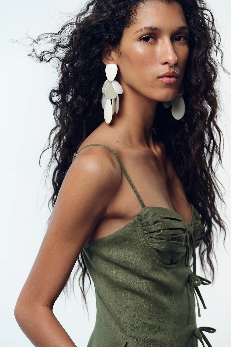 LINEN BOW STRAP JUMPSUIT