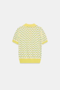 STRIPED KNIT POLO WITH POLKA DOTS