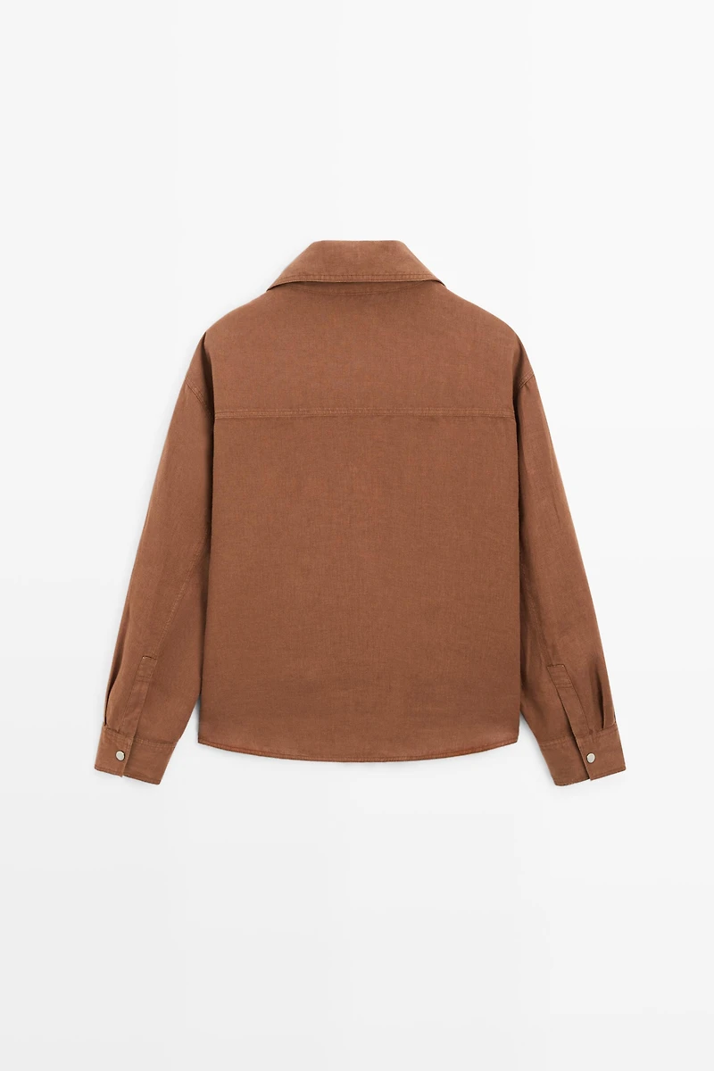 Chemise lin 100 % boutons-pression