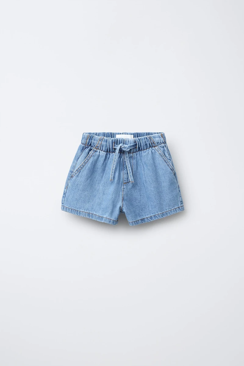 ELASTIC DENIM SHORTS
