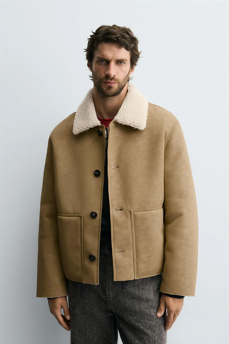 DOUBLE FACED FAUX LEATHER JACKET