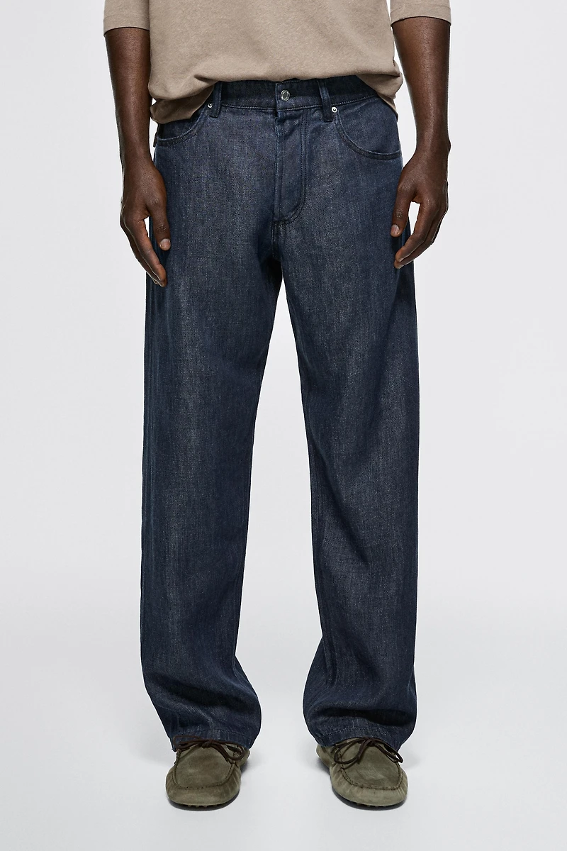 100% linen wide-leg jeans