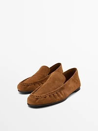 Soft split leather loafers