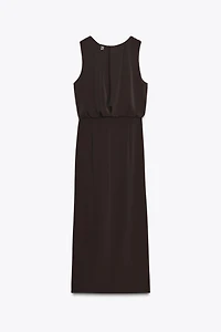 RUCHED WAIST MIDI DRESS