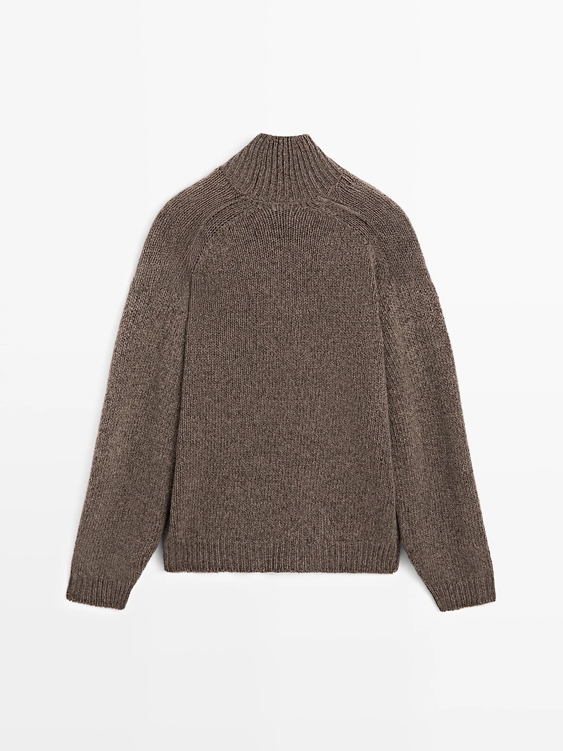 Knit high neck melange sweater - LIMITED