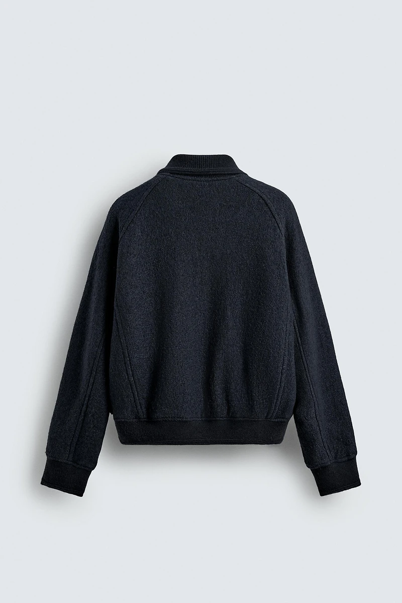 CONTRASTING RIB COLLAR JACKET