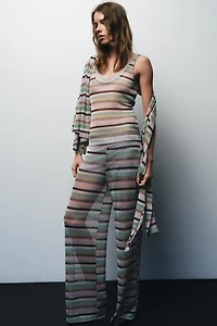 METALLIC THREAD STRIPED PANTS