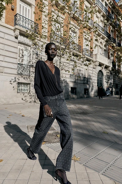 JEAN Z1975 AMPLE DROIT TAILLE HAUTE BRILLANTS