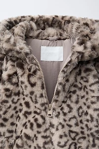 ANIMAL PRINT FAUX FUR JACKET