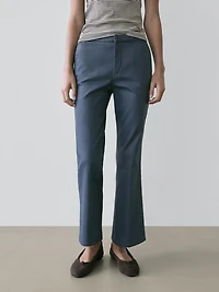 Waxed flared cropped pants