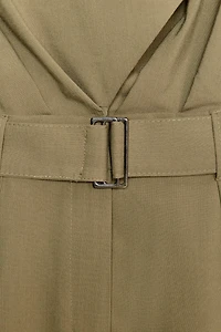 SHOULDER PAD BELTED SHORT JUMPSUIT