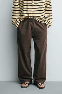 RELAXED FIT HERRINGBONE PANTS